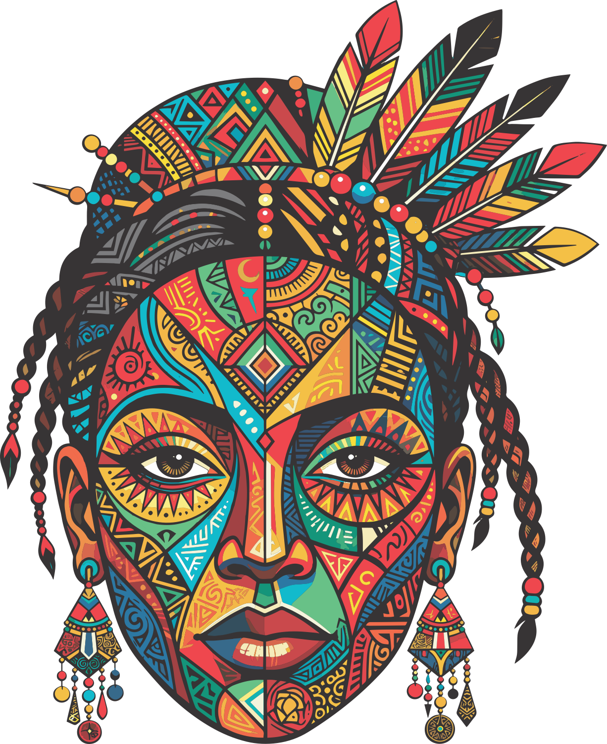 Tribal face artwork for the 25th Folk Fair